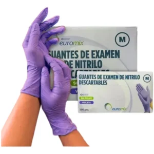 Guantes Nitrilo Sin Polvo Lavanda X 100 u talle s