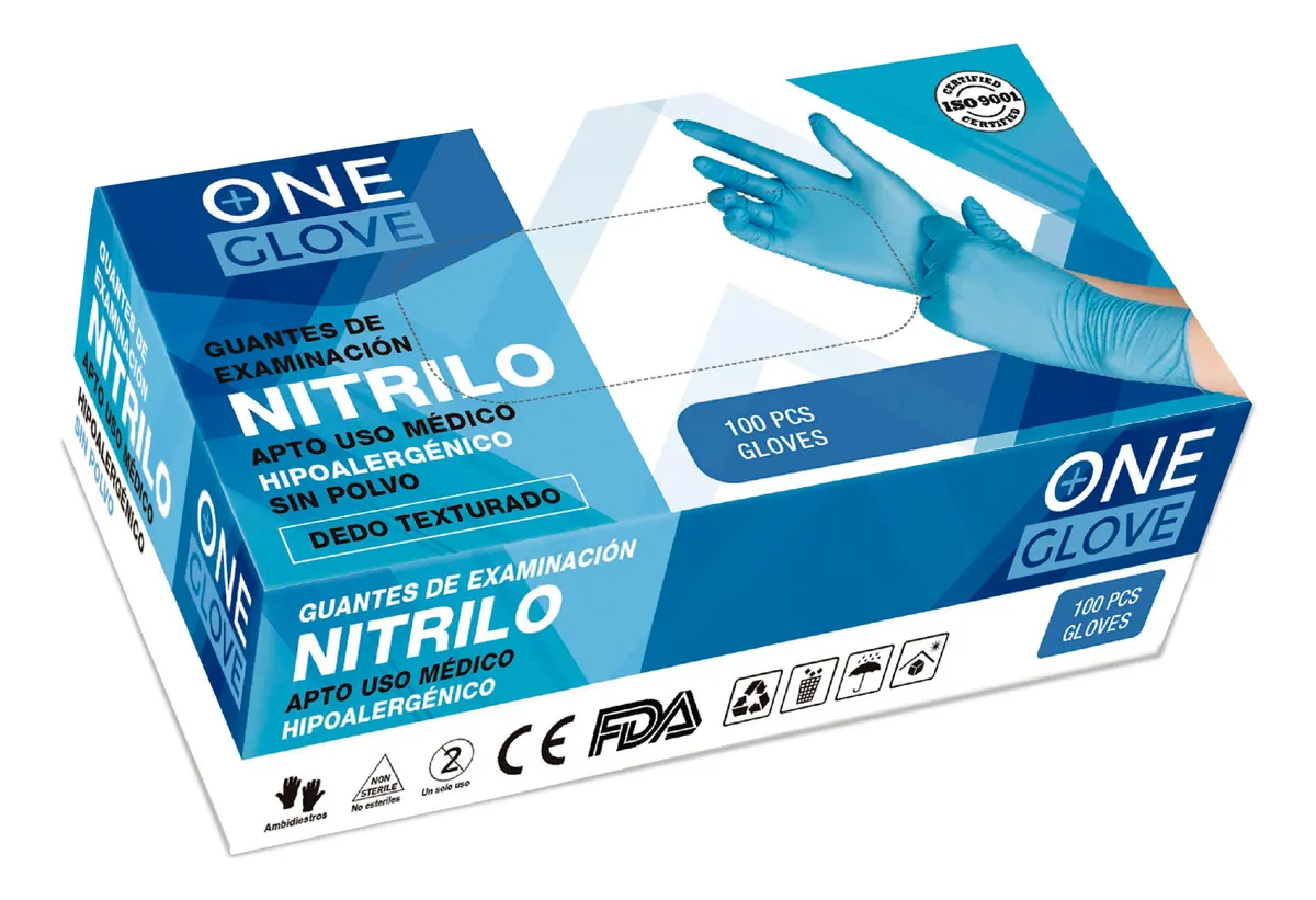 Guantes De Nitrilo Azul Caja X 100u