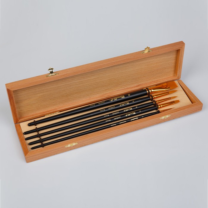 KIT EXCLUCIVE CON CAJA DE MADERA 5 PINCELES #3
