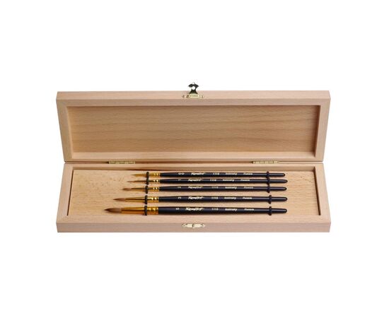 KIT EXCLUCIVE CON CAJA DE MADERA 5 PINCELES PELO KOLINSKY #2