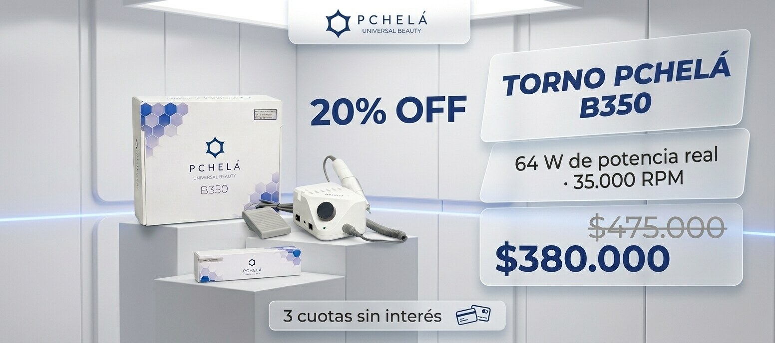 Torno Pchelá B350 20% OFF: 64 W de potencia real, 35.000 RPM. Antes $475.000, ahora $380.000, 3 cuotas sin interés